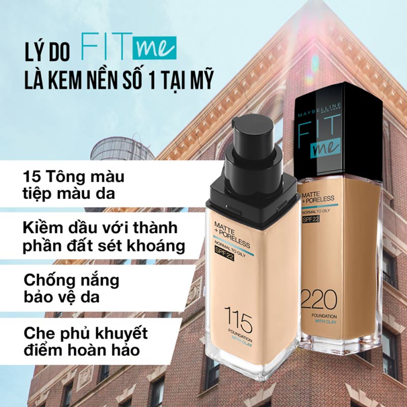 Kem Nền Maybelline Fit Me Matte Poreless Foundation SPF 22 #130 30ml