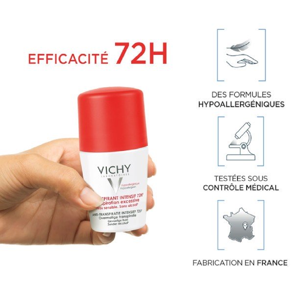 Lăn Khử Mùi Vichy Diệt Khuẩn Detranspirant Intensif 72H