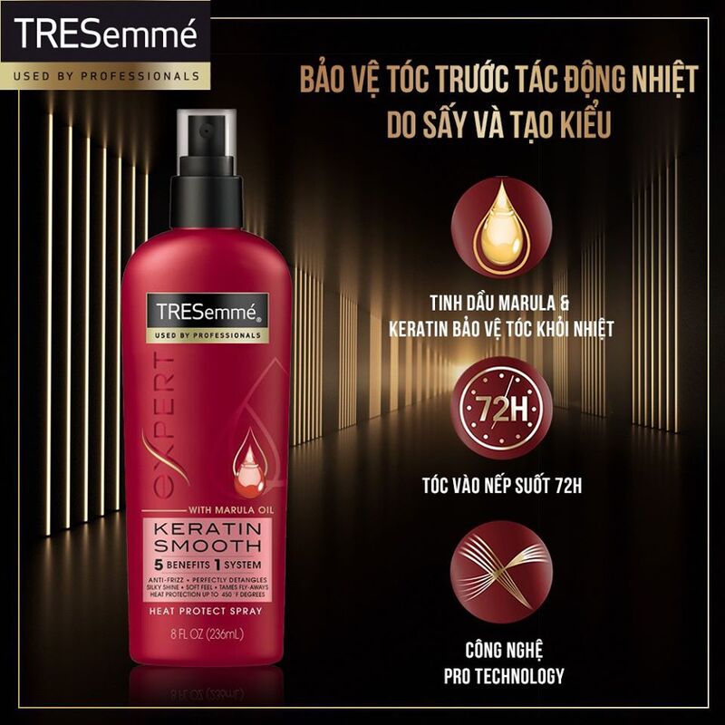 Xịt bảo vệ tóc khỏi nhiệt Tresemmé Keratin Smooth 236ml