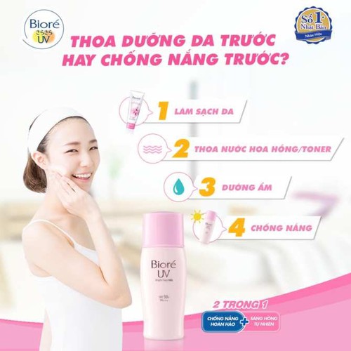 Sữa Chống Nắng Bioré Sáng Hồng Tự Nhiên SPF50+/PA+++ 30ml