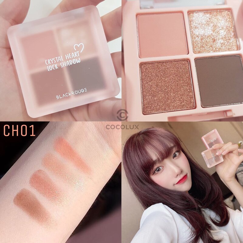 Phấn Mắt Black Rouge Crystal Heart Lock Shadow 4 Ô CH01 4g