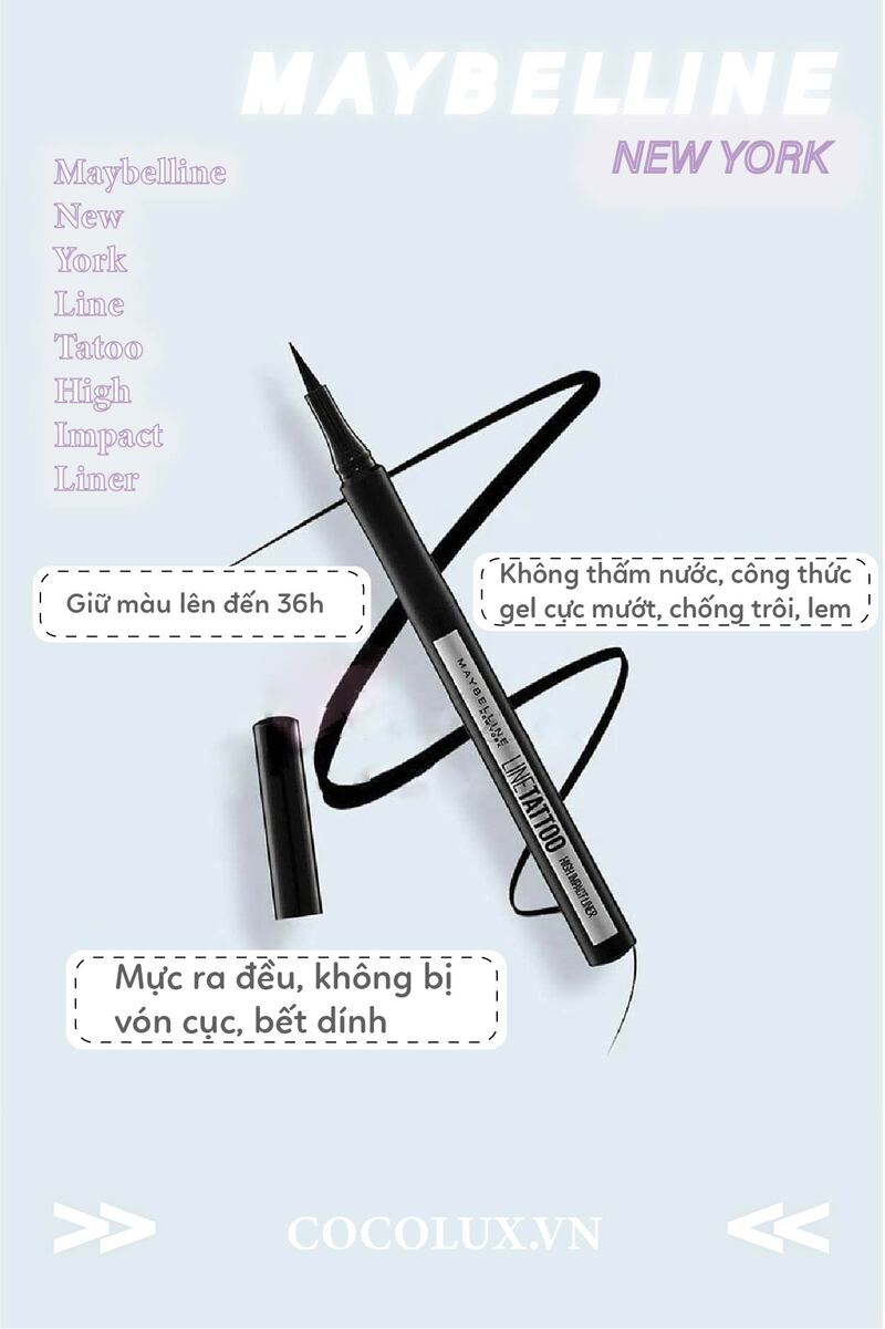 Bút Kẻ Mắt Maybelline New York Line Tatoo High Impact Liner - Intense Black Lâu Trôi 36h 1g