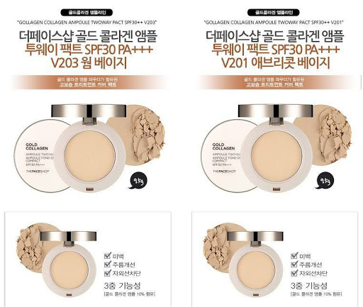 Phấn Phủ The Face Shop Gold Collagen 9.5g - 203