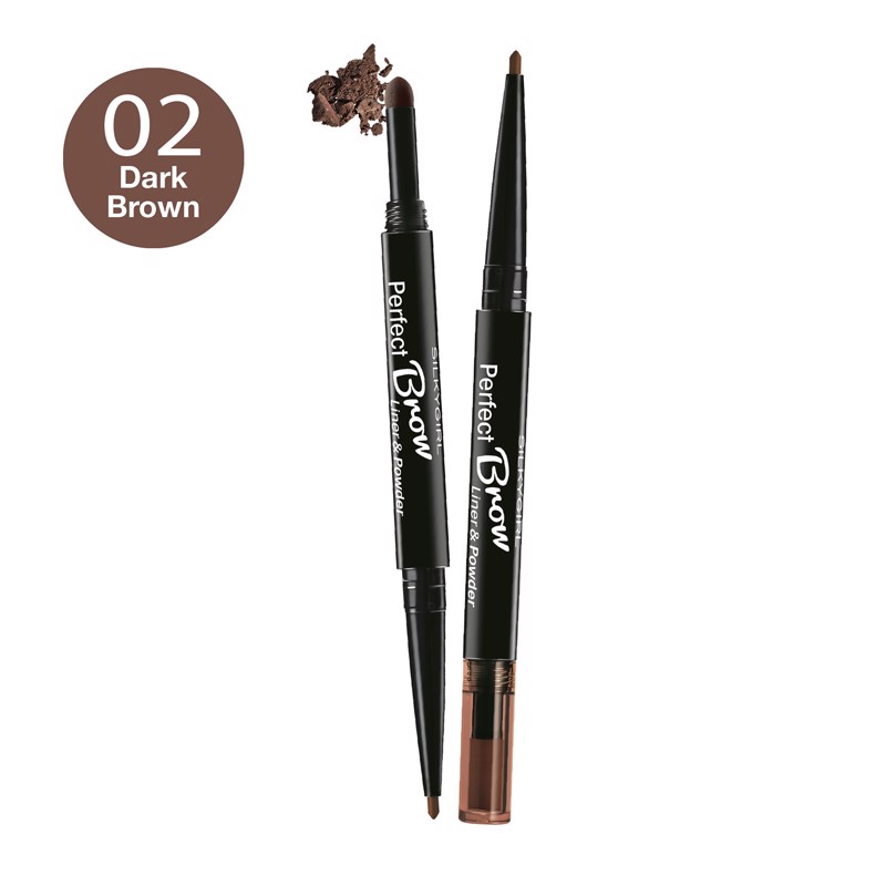 Chì Kẻ Mày Silkygirl Perfect Brow Liner & Powder 02 Dark Brown