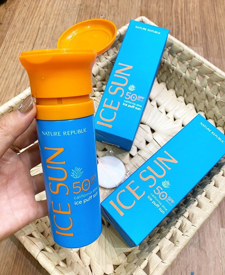 Kem Chống Nắng Nature Republic Ice Sun California Aloe Ice Puff Sun