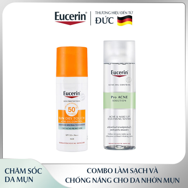 Bộ Sản Phẩm Eucerin Kem Chống Nắng & Tẩy Trang Cho Da Nhờn, Mụn