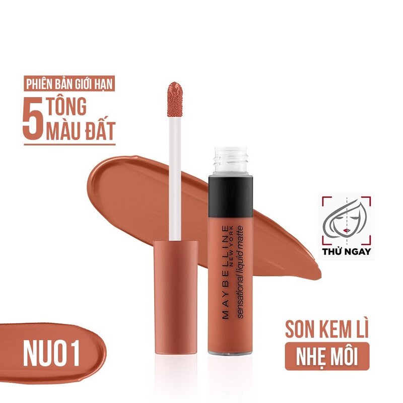 Son Kem Maybelline Sensational Liquid Matte Lipstick The Nudes NU01 Cam San Hô 7ml
