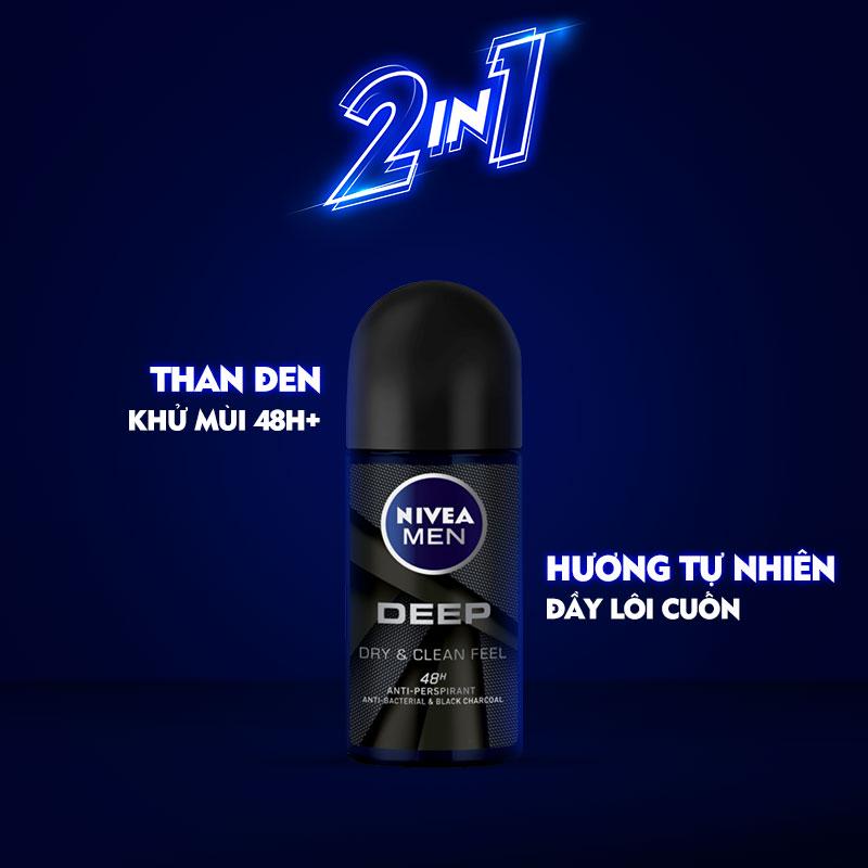 Lăn Ngăn Mùi Nivea Men Than Đen Hoạt Tính Hương Gỗ Đen 50ml