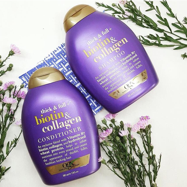 Dầu gội OGX Thick & Full Biotin Collagen 385ml Tím