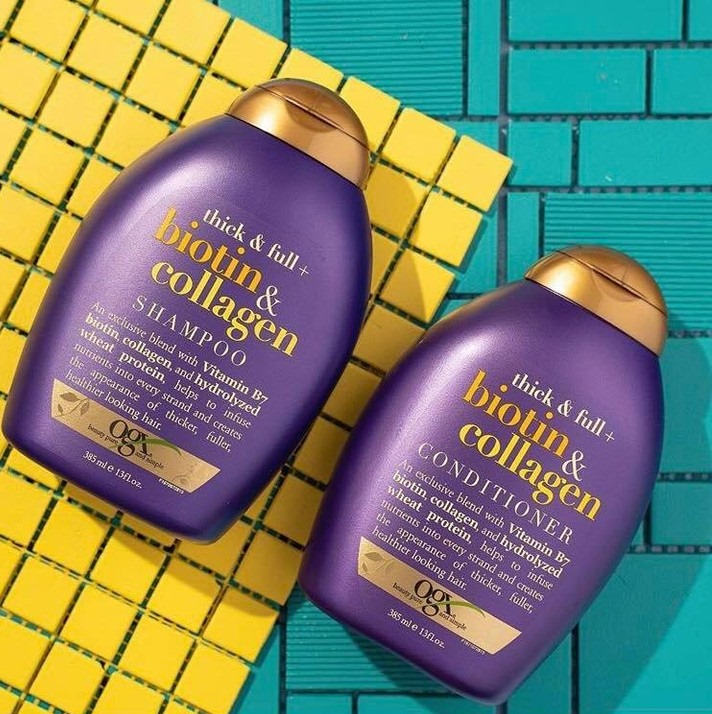 Dầu gội OGX Thick & Full Biotin Collagen 385ml Tím