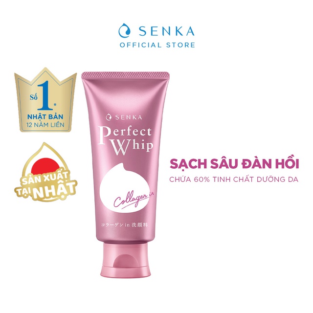 Sữa Rửa Mặt Senka Perfect Whip Collagen Tạo Bọt 120g MC