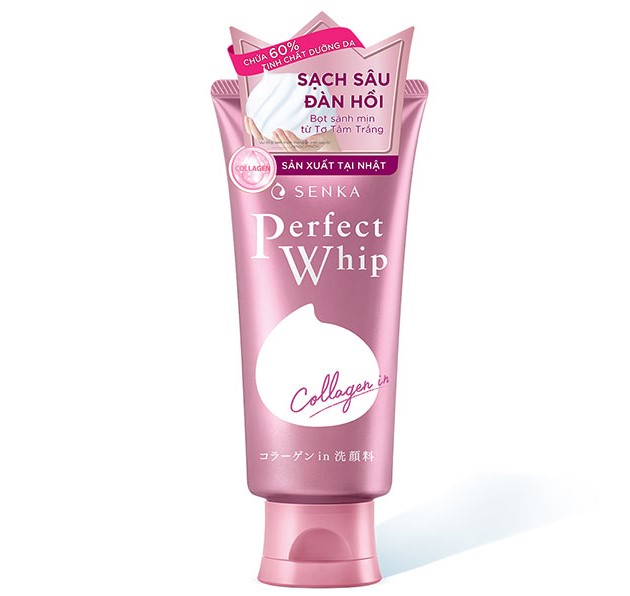 Sữa Rửa Mặt Senka Perfect Whip Collagen Tạo Bọt 120g MC