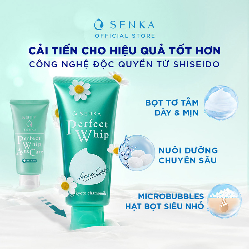 Sữa Rửa Mặt Senka Perfect Whip Acne Care Cho Da Mụn 100g