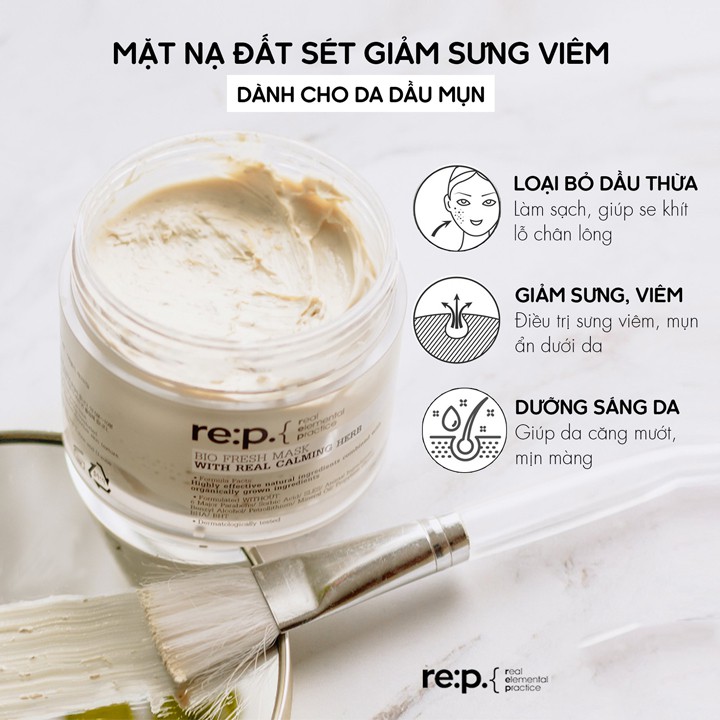 Mặt Nạ Đất Sét Re:p Bio Fresh Mask With Real Calming Herbs Hoa Cúc Giảm Viêm Cho Da Nhạy Cảm 130g