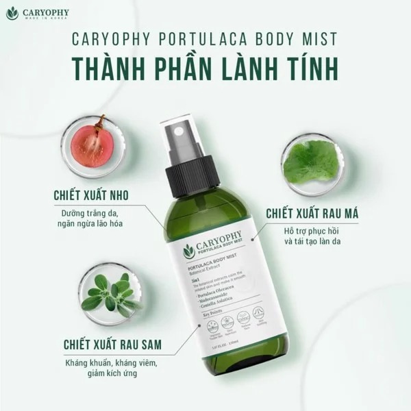 Xịt Giảm Mụn Caryophy Portulaca Body Mist Toàn Thân 150ml