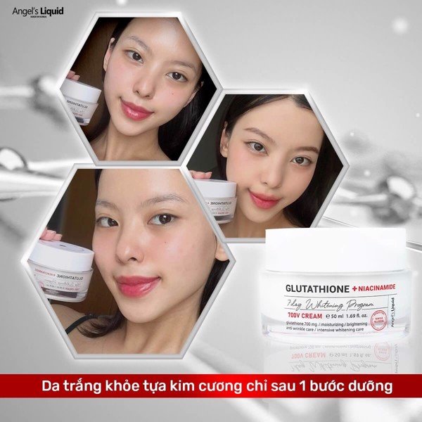 Kem Dưỡng Angel's Liquid Glutathione + Niacinamide 7 Day Whitening Program 700V Cream Dưỡng Sáng Da, Mờ Thâm Nám 50ml