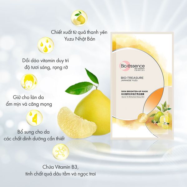 Mặt Nạ Bio-Essence Skin Brighten-Up Mask Quả Thanh Yên Yuzu Dưỡng Trắng Da 20ml