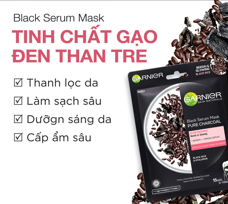 Mặt Nạ Garnier Gạo Đen 28g