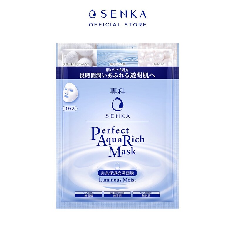 Mặt Nạ Senka Perfect Aqua Rich Mask Luminous Moist Dưỡng Ẩm Sáng Mịn 23g