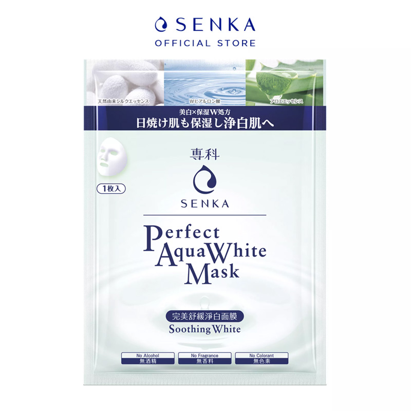 Mặt Nạ Senka Perfect Aqua White Mask Soothing White Dưỡng Trắng Dịu Mát 23g