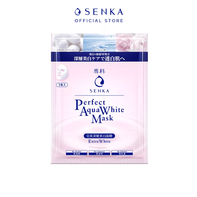 Mặt Nạ Senka Perfect Aqua White Mask Extra White Dưỡng Da Trắng Hồng 23g