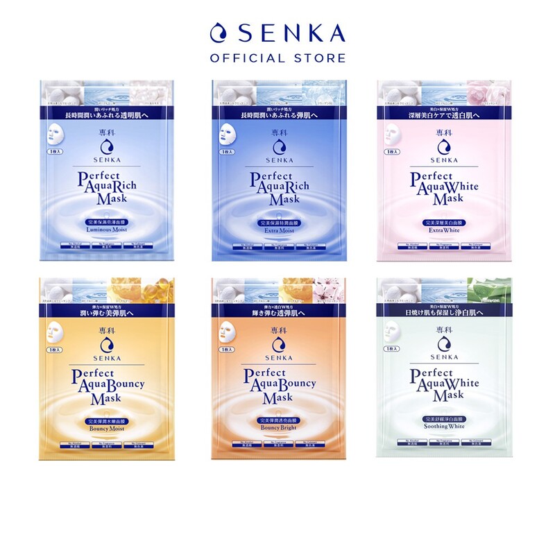 Mặt Nạ Senka Perfect Aqua White Mask Extra White Dưỡng Da Trắng Hồng 23g