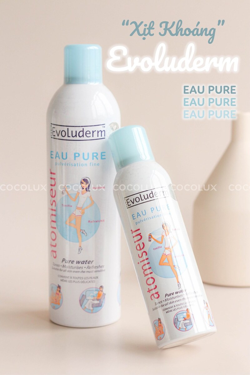 Xịt Khoáng Evoluderm Atomiseur Eau Pure Dưỡng Ẩm Cấp Nước & Làm Dịu Da 400ml