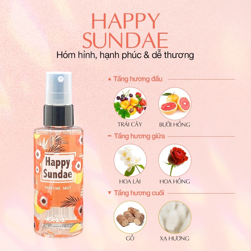 Xịt Thơm Malissa Kiss Happy Sundae 88ml