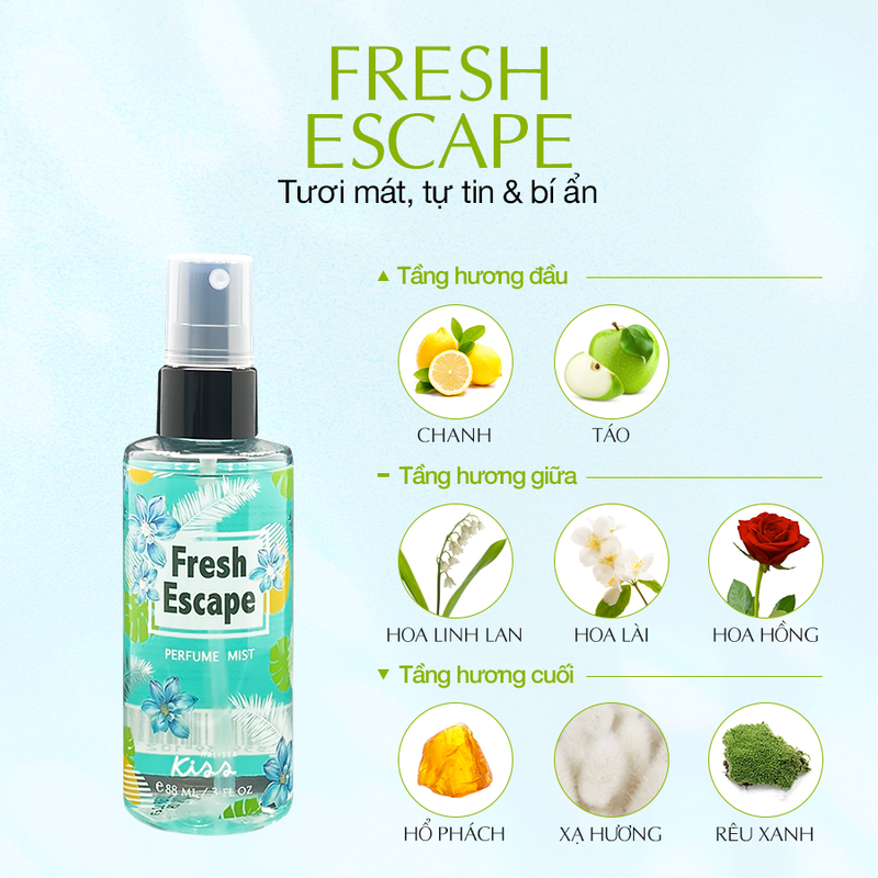 Xịt Thơm Malissa Kiss Fresh Escape 88ml