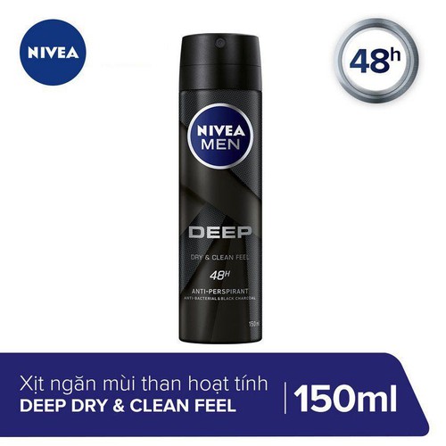 Xịt Khử Mùi Nivea Men - Than Đen Hoạt Tính 150ml
