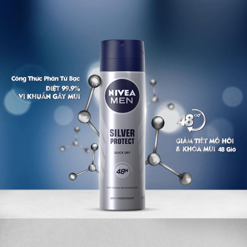 Xịt Khử Mùi Nivea Men - Phân Tử Bạc 150ml