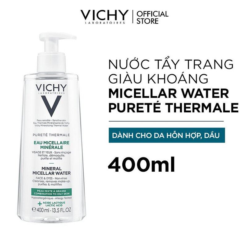 Nước Tẩy Trang VICHY Giàu Khoáng Chất Cho Da Dầu Và Hỗn Hợp 400ml