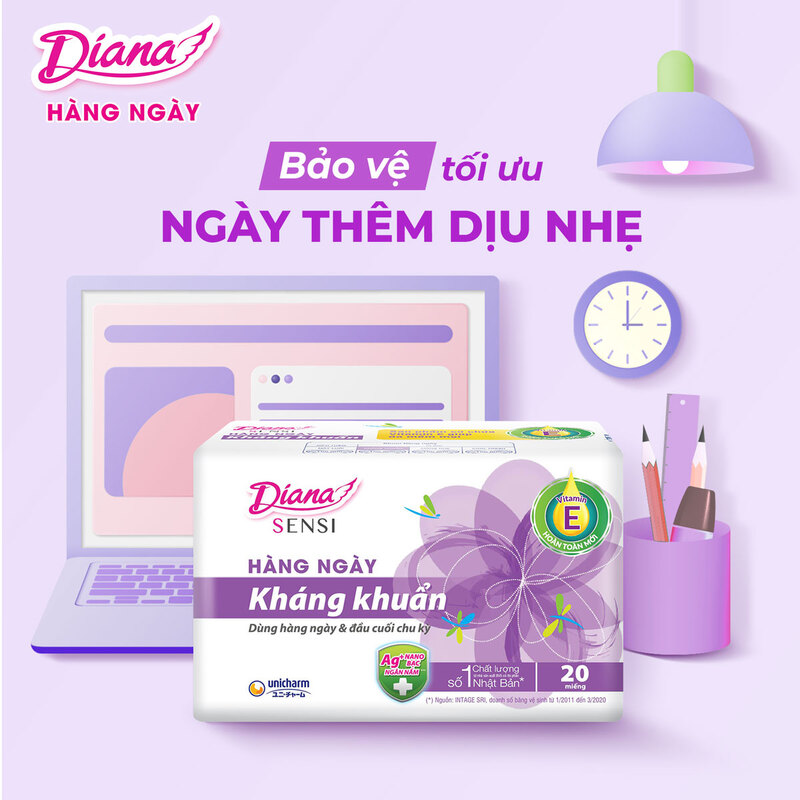 Băng Vệ Sinh Hàng Ngày Diana Sensi Kháng Khuẩn 20 PCS
