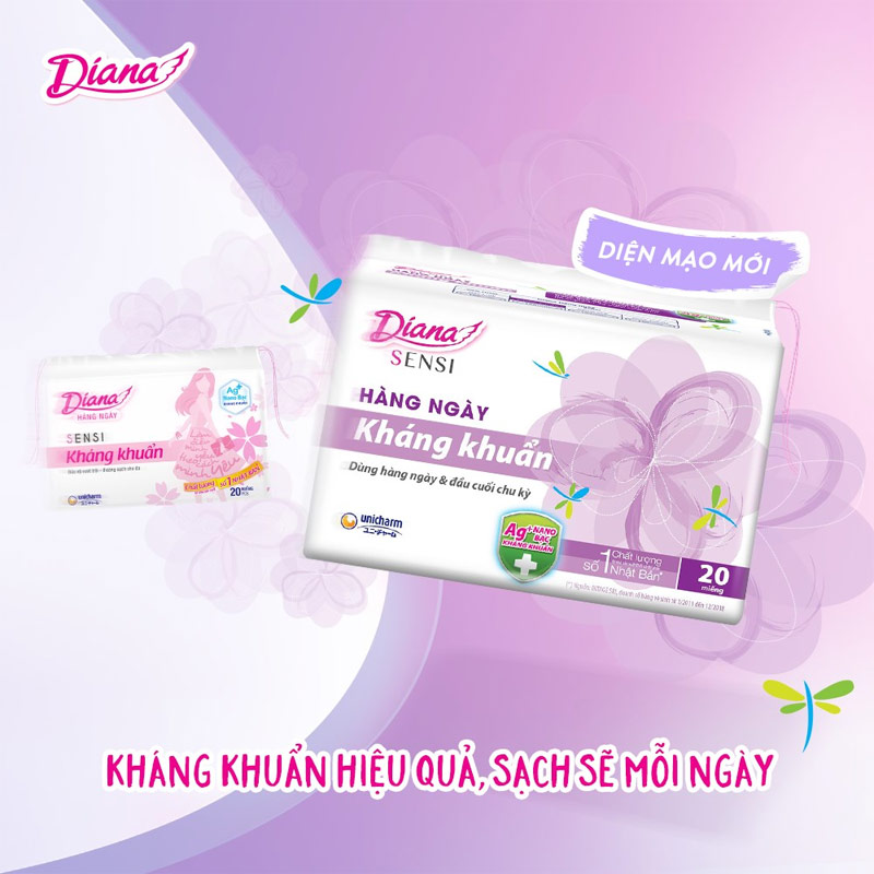 Băng Vệ Sinh Hàng Ngày Diana Sensi Kháng Khuẩn 20 PCS