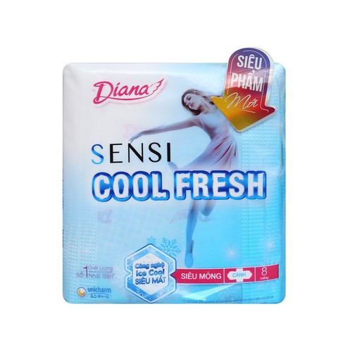 Băng Vệ Sinh Diana Sensi Cool Fresh Siêu Mỏng 23cm Cánh - 8 PCS