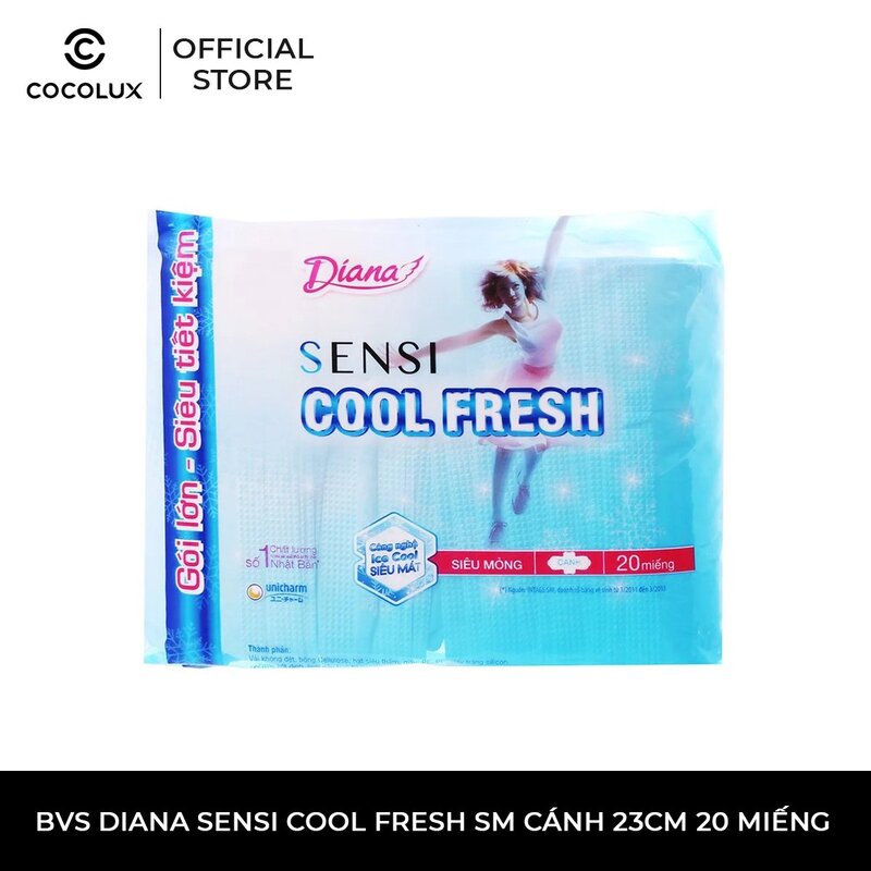 Băng Vệ Sinh Diana Sensi Cool Fresh Siêu Mỏng 23cm Cánh - 20 PCS