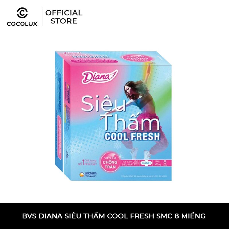 Băng Vệ Sinh Diana Siêu Thấm Cool Fresh Cánh 8 miếng
