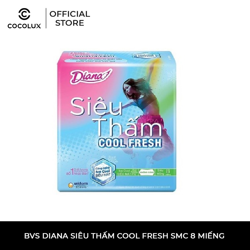 Băng Vệ Sinh Diana Siêu Thấm Cool Fresh Không Cánh 8 miếng