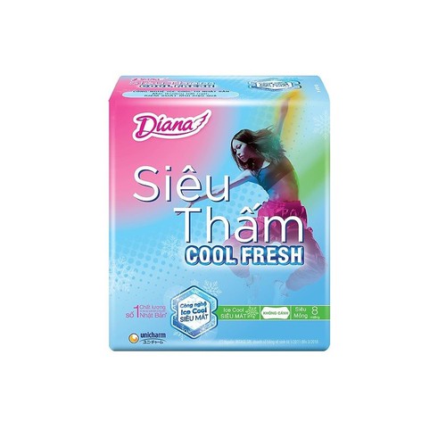 Băng Vệ Sinh Diana Siêu Thấm Cool Fresh Không Cánh 8 miếng