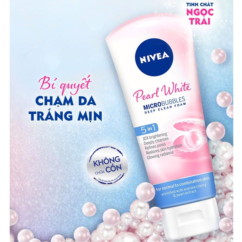 Sữa Rửa Mặt Nivea Nữ Pearl White Trắng Da Ngọc Trai 100g