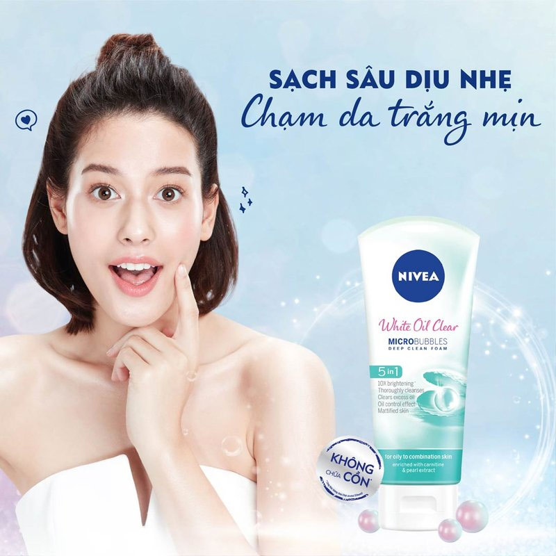 Sữa Rửa Mặt Nivea Nữ White Oil Clear Trắng Da Sạch Nhờn 100g