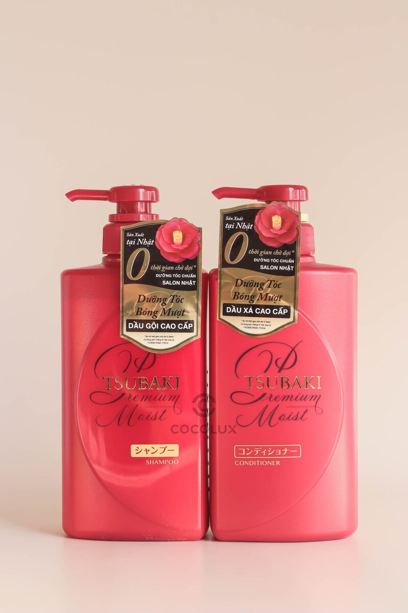 Dầu Xả Tsubaki Premium Moist Conditioner Dưỡng Tóc Bóng Mượt 490ml