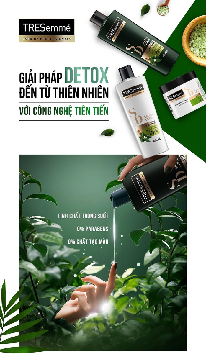 Dầu Gội TRESemmé Gừng Trà Xanh Detox Tóc Chắc Khỏe 640g