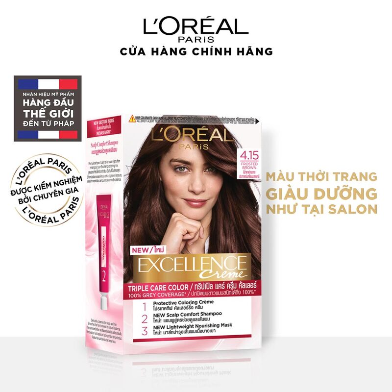 Thuốc Nhuộm Tóc L'OREAL 4.15 Nâu Tro Ánh Nâu Đỏ