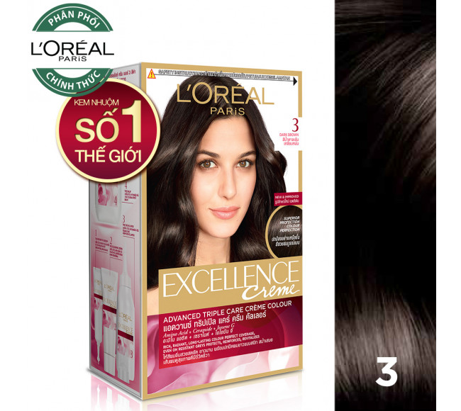 Thuốc Nhuộm Tóc L'OREAL 3 Nâu Đen Tự Nhiên