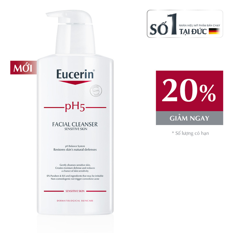 Sữa Rửa Mặt Eucerin pH5 Facial Cleanser Sensitive Skin Cho Da Nhạy Cảm 400ml 8850029030227