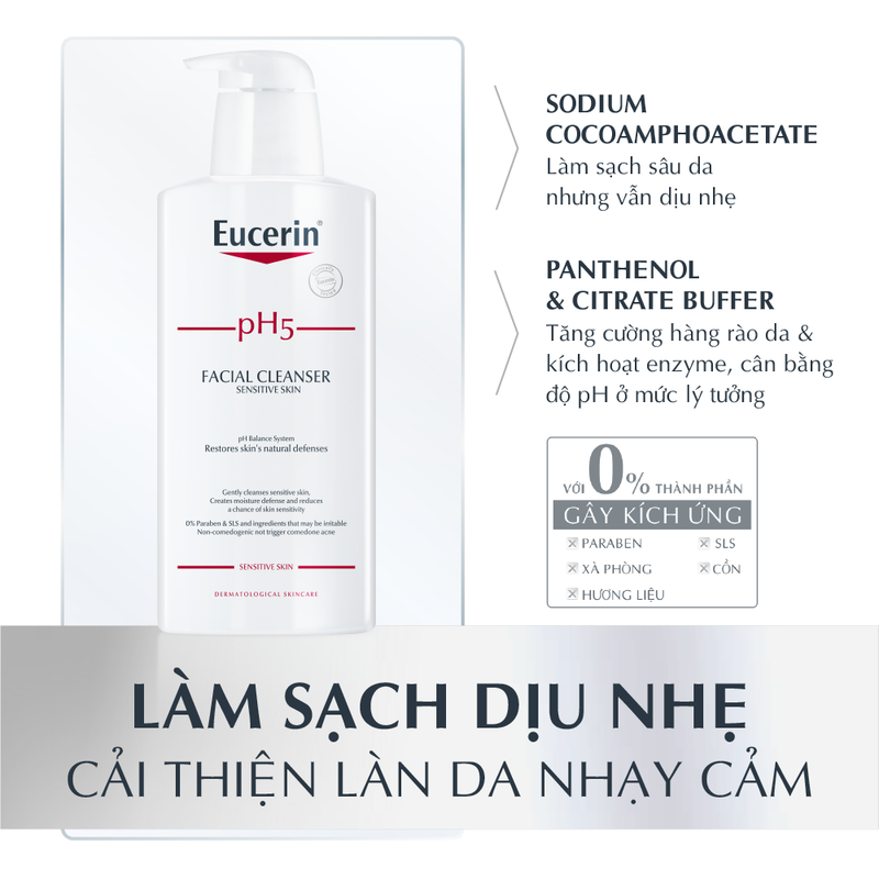 Sữa Rửa Mặt Eucerin pH5 Facial Cleanser Sensitive Skin Cho Da Nhạy Cảm 400ml 8850029030227