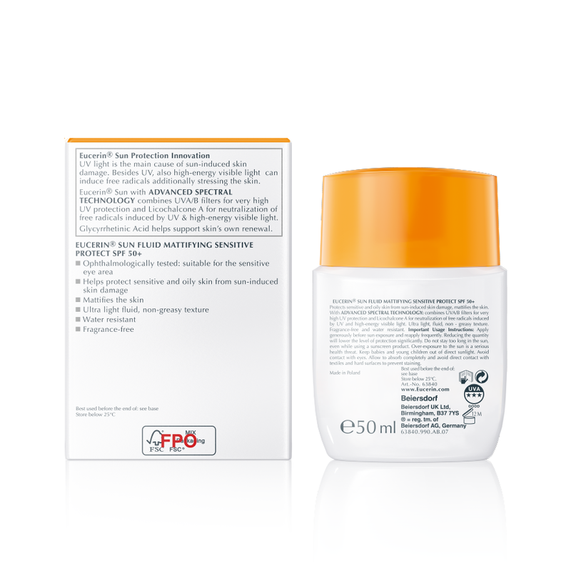 Kem Chống Nắng Eucerin Sun Fluid Mattifying SPF 50+ Cho Da Thường, Hỗn Hợp 50ml