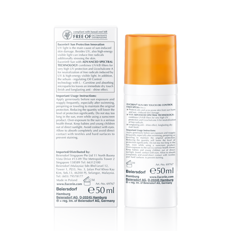 Gel Chống Nắng Eucerin Sun Dry Touch Acne Oil Control SPF50+ Cho Da Nhờn Mụn 50ml