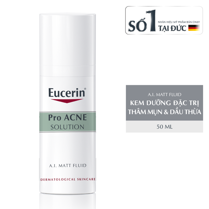 Kem Dưỡng Eucerin ProAcne Solution A.I Matt Fluid Giảm Mụn 50ml